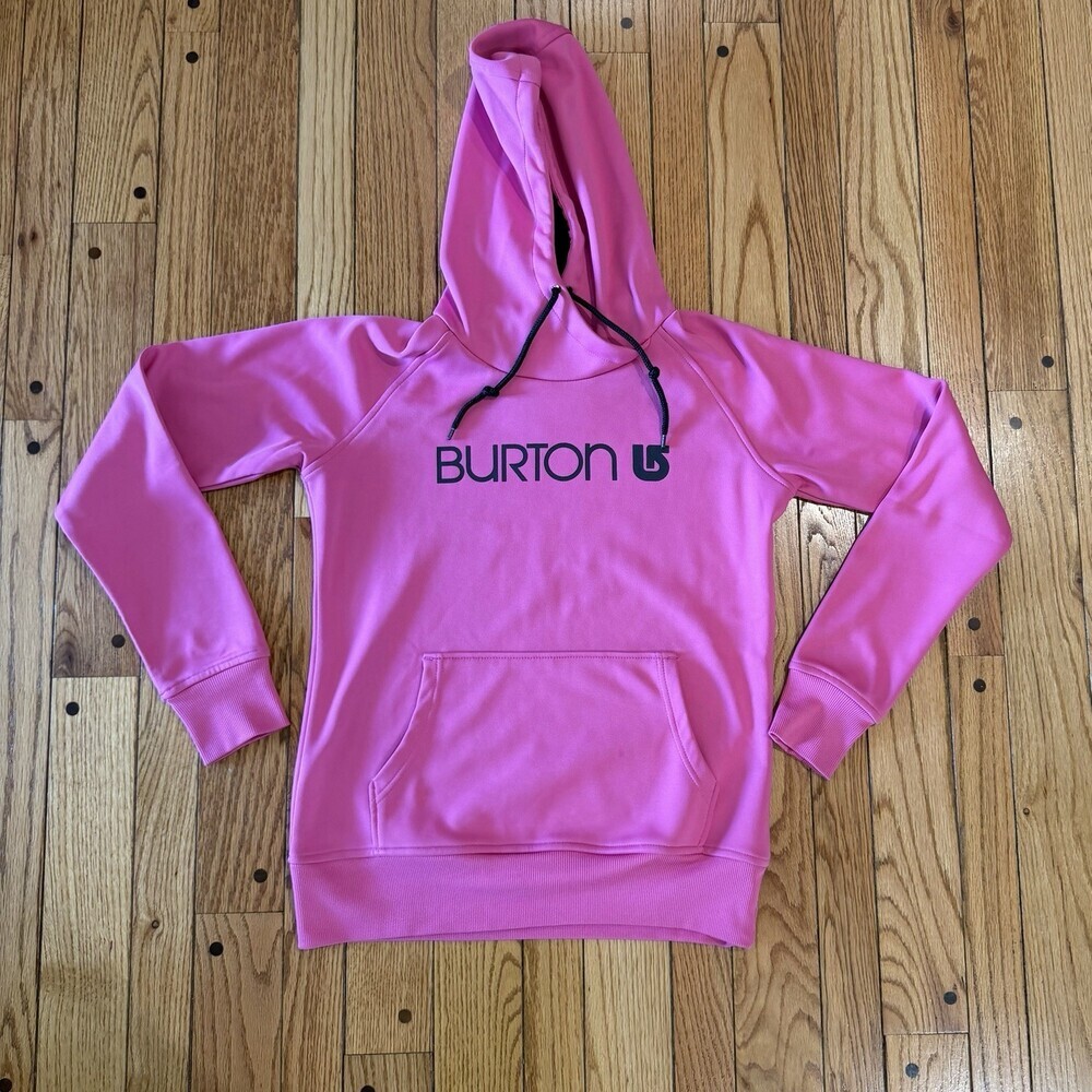 Burton Womens Medium Pink Hoodie Thumb Holes Fleece Lined Pullover